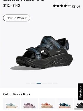 Hoka Women’s Black/Gray/Blue Sport Sandal with Textured Straps